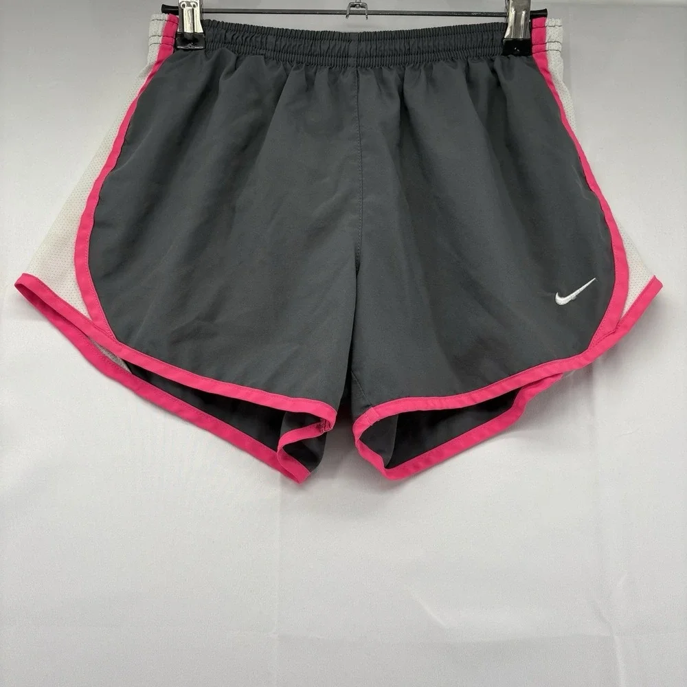 Nike Dri Fit Tempo Running Shorts Womens Size Large (?) Gray & Pink Lined